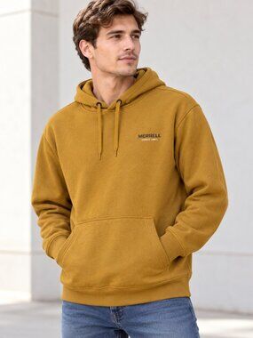 Merrell Men’s Hiking Boots Graphic Pullover Hoodie Harvest Khaki Large NWT